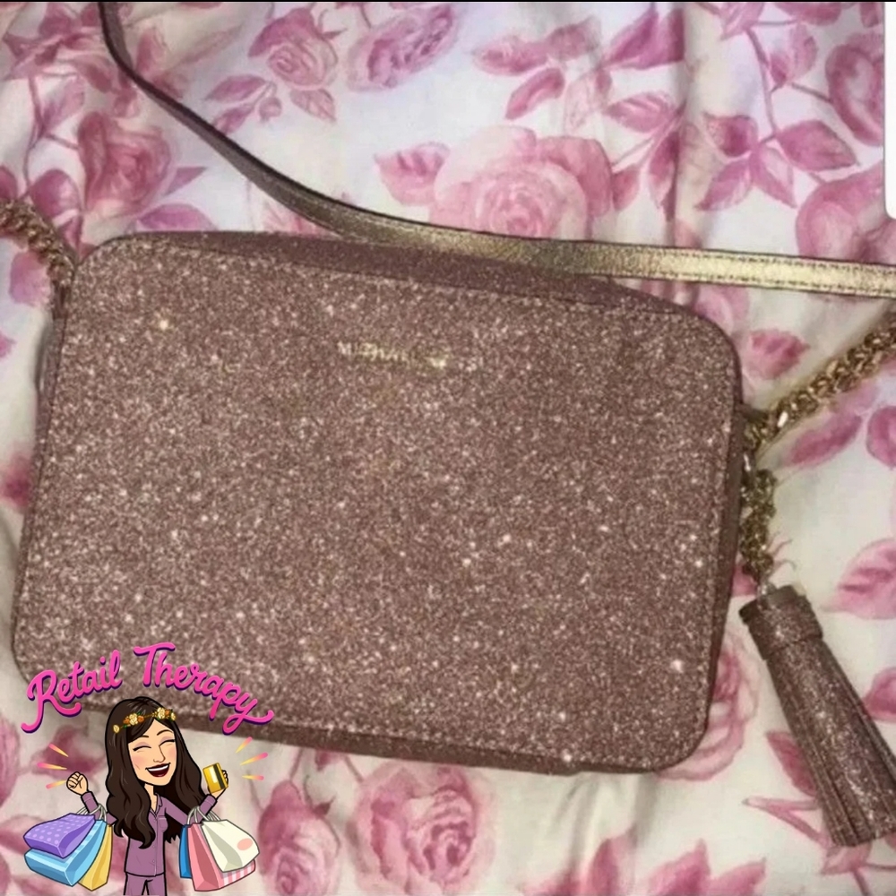 Mk michael kors rose gold glitter crossbody